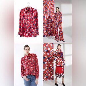 ESCADA Resort 2019 Floral Silk Oversized Blouse – Size 36 (US 4-6) – New